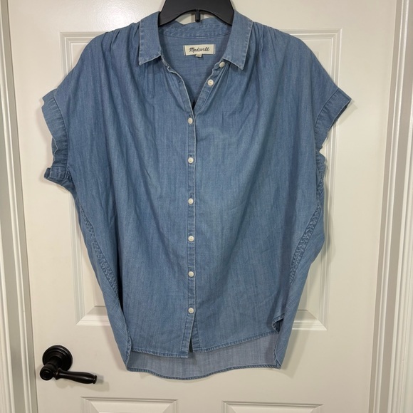 Madewell Chambray Central Shirt Roberta Indigo Button Down S/S Top Women’s M - Picture 1 of 7
